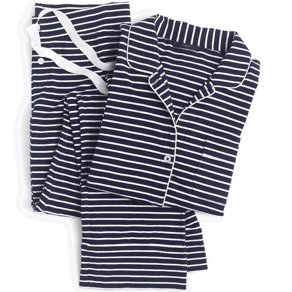 NWT J.Crew Dreamy Cotton Pajama Pant Set - Navy and White Striped | XXS - Picture 1 of 6